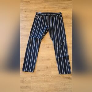 Levi's 512 Slim Taper Jeans Men's Dark Wash Denim Striped Blue Size 38-32